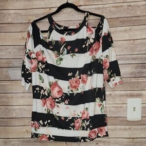 Floral Striped Women's Top